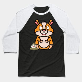 Funny hamster steps on a dirty diaper Baseball T-Shirt